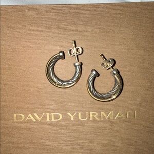 David Yurman Two-Tone Twisted Hoop Earrings